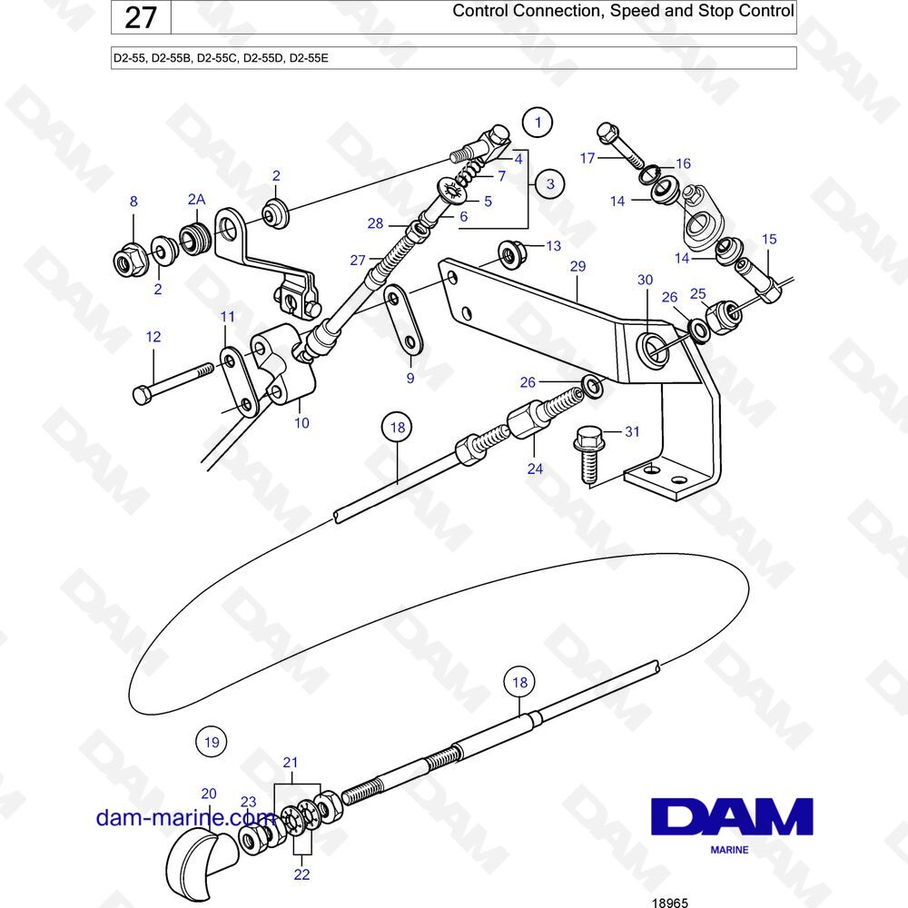 Spare parts and exploded views for Volvo Penta D255